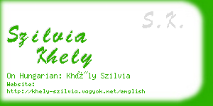 szilvia khely business card